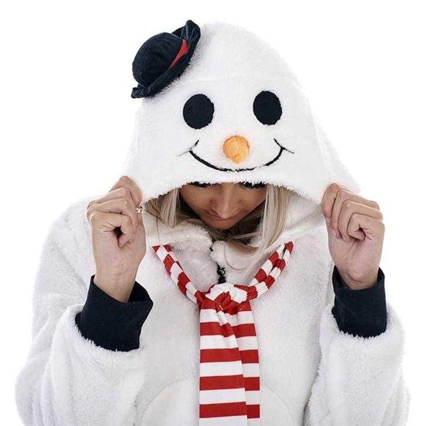 White-Black - Back - Keanu Womens-Ladies Snowman Fleece Jumpsuit