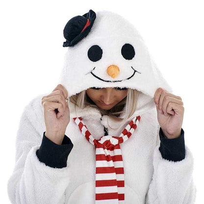 White-Black - Back - Keanu Womens-Ladies Snowman Fleece Jumpsuit