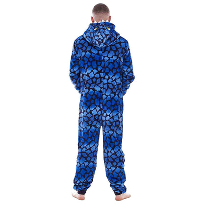 Blue-Black - Back - Keanu Mens Raptor Fleece Jumpsuit