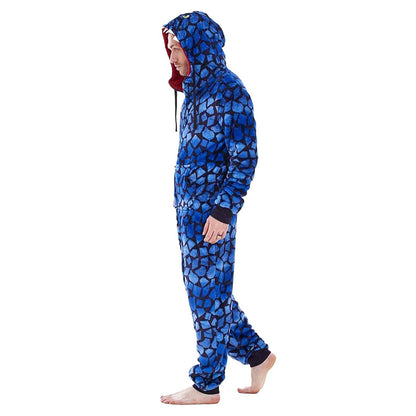 Blue-Black - Side - Keanu Mens Raptor Fleece Jumpsuit