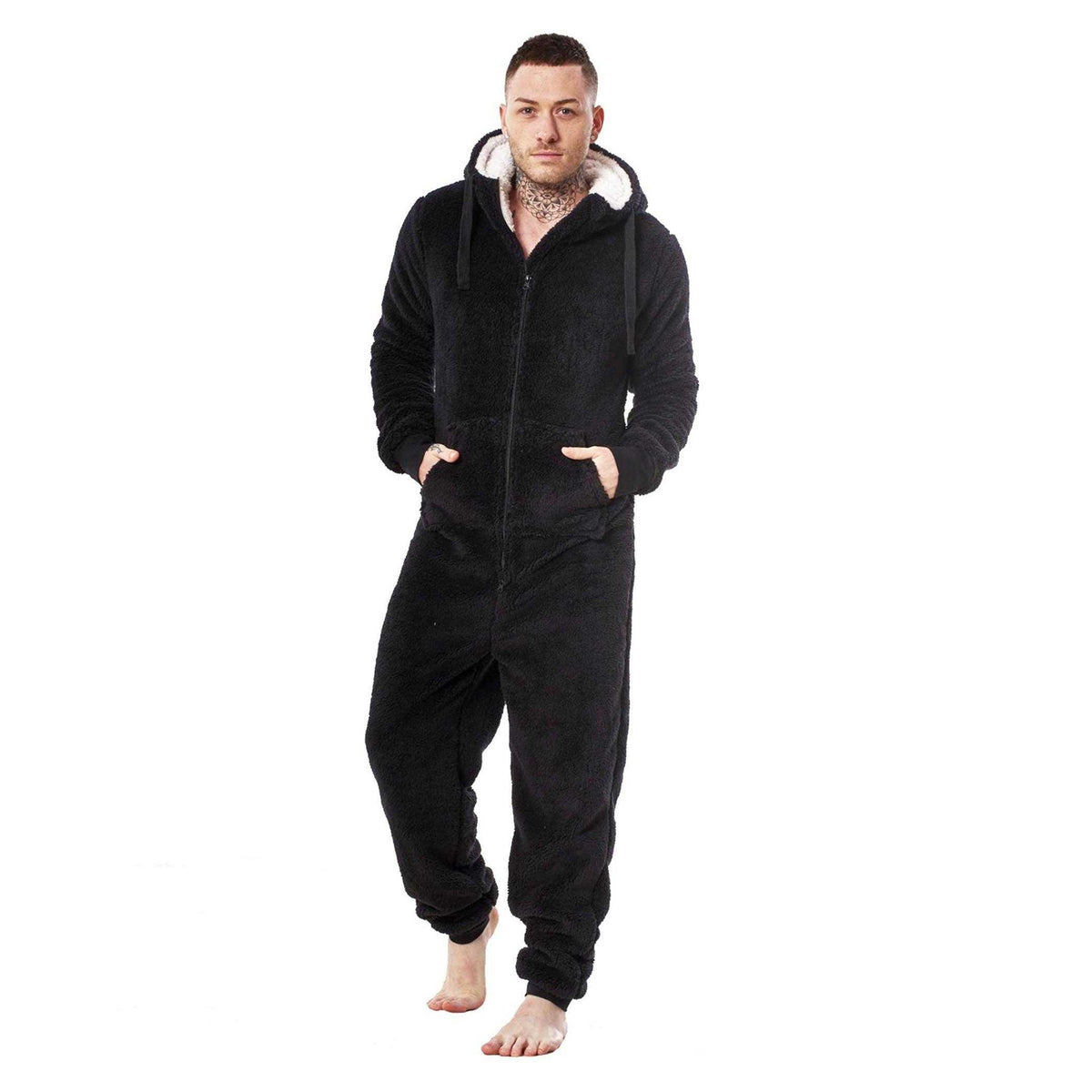 Black - Lifestyle - Keanu Mens Gorilla Head Fleece Jumpsuit