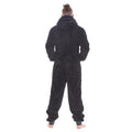 Black - Back - Keanu Mens Hooded Fleece Contrast Trim Jumpsuit