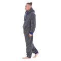 Grey - Side - Keanu Mens Hooded Fleece Contrast Trim Jumpsuit