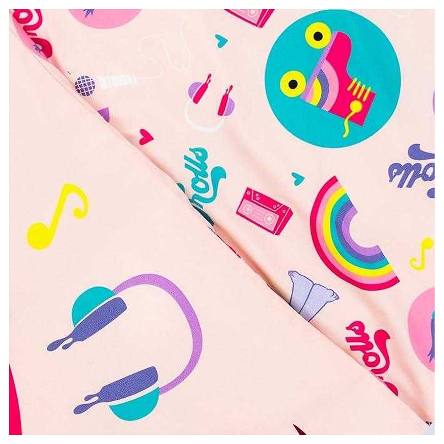 Pink-Multicoloured - Close up - Trolls 2 World Tour Reversible Duvet Set