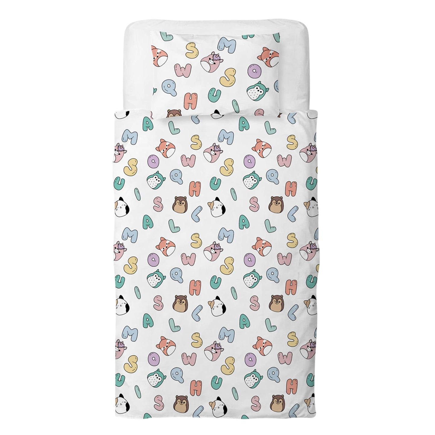 White-Multicoloured - Back - Squishmallows Characters Reversible Duvet Set
