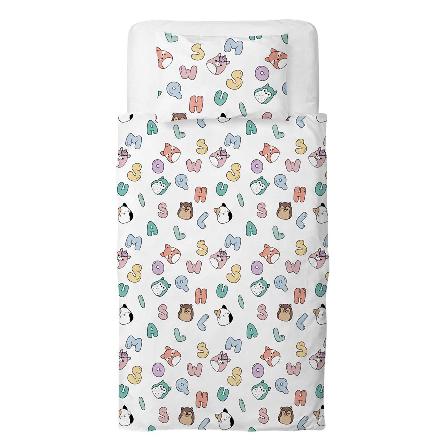 White-Multicoloured - Back - Squishmallows Characters Reversible Duvet Set