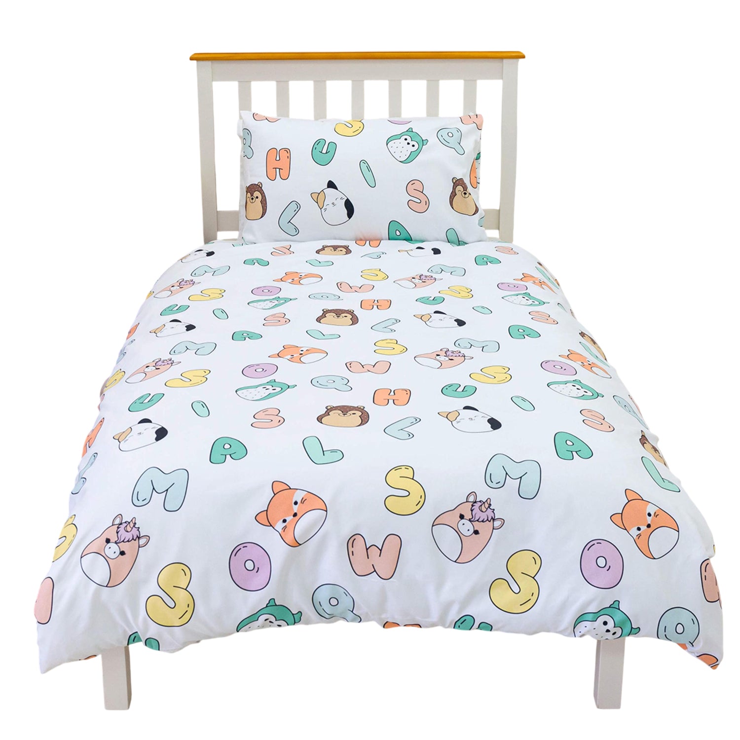 White-Multicoloured - Pack Shot - Squishmallows Characters Reversible Duvet Set
