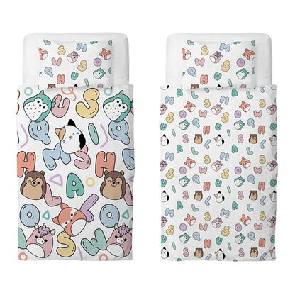 White-Multicoloured - Front - Squishmallows Characters Reversible Duvet Set