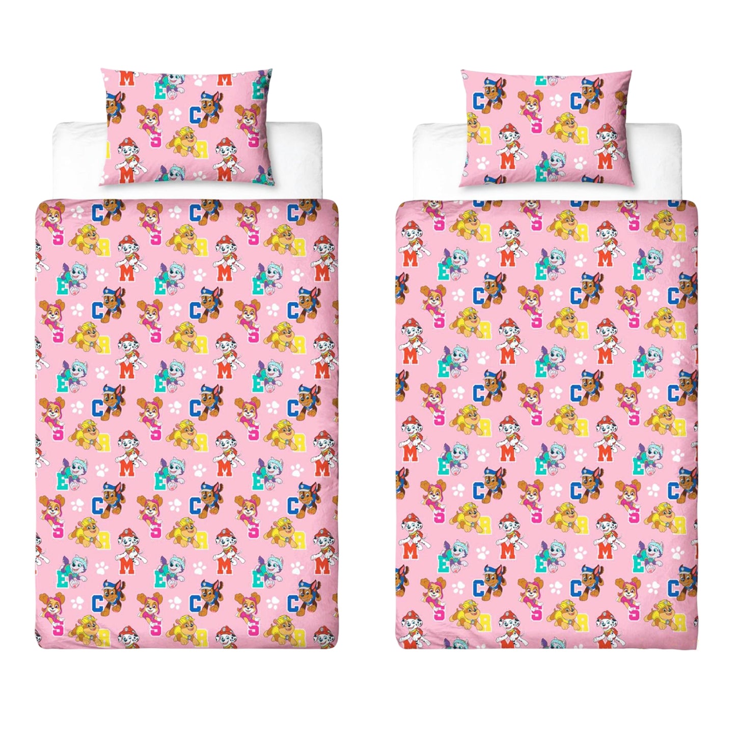 Multicoloured - Front - Paw Patrol Cute Pups Reversible Duvet Set