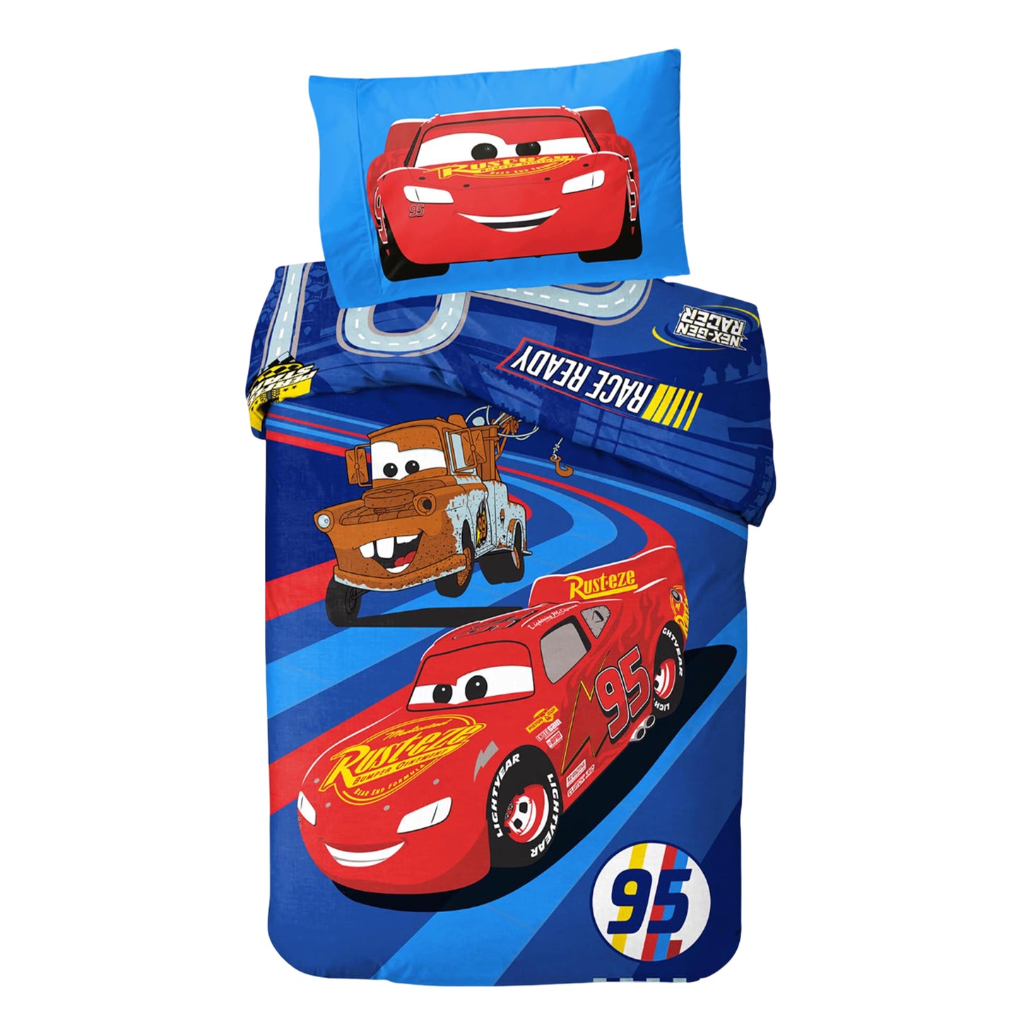 Multicoloured - Front - Cars Lightning McQueen & Mater Reversible Duvet Set