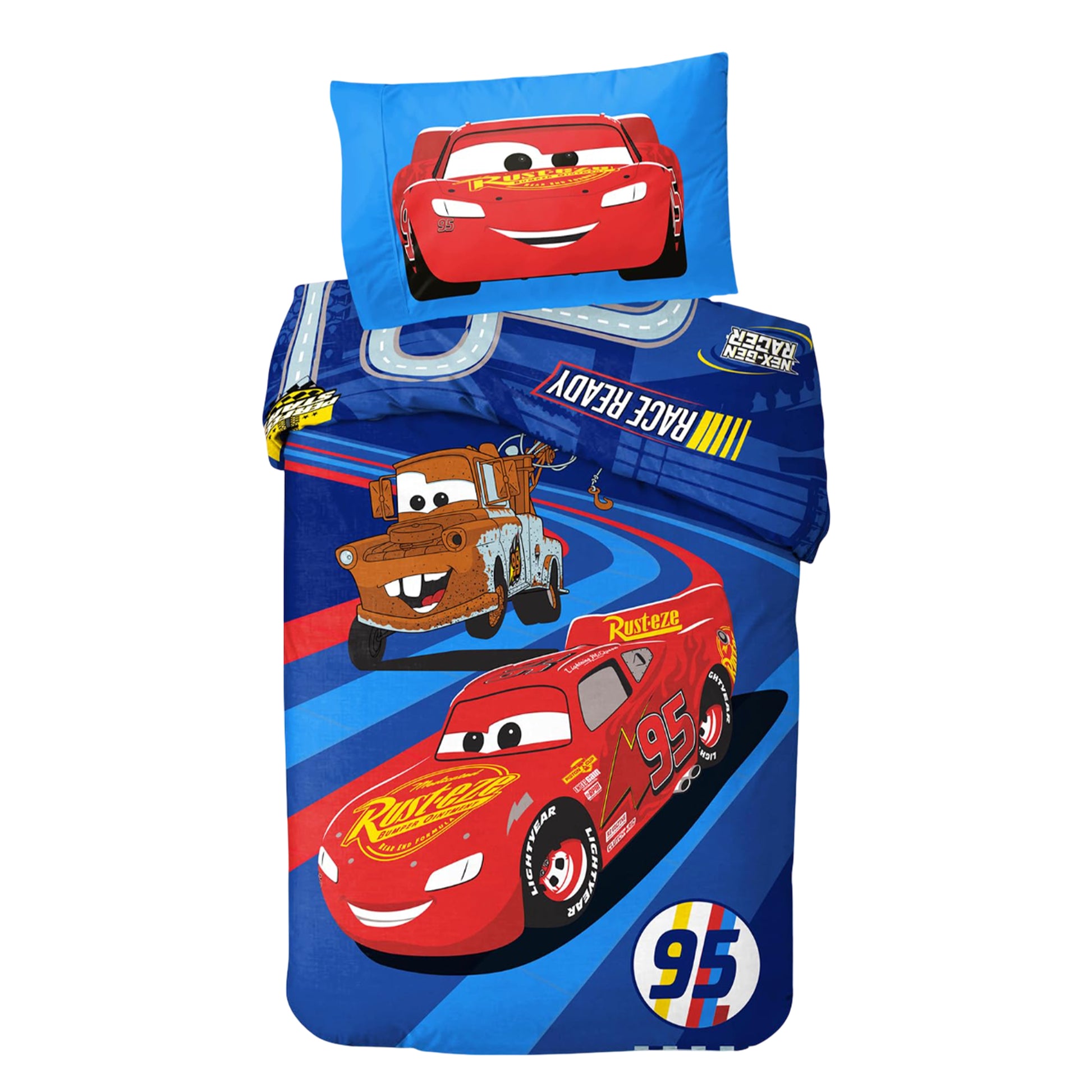 Multicoloured - Front - Cars Lightning McQueen & Mater Reversible Duvet Set