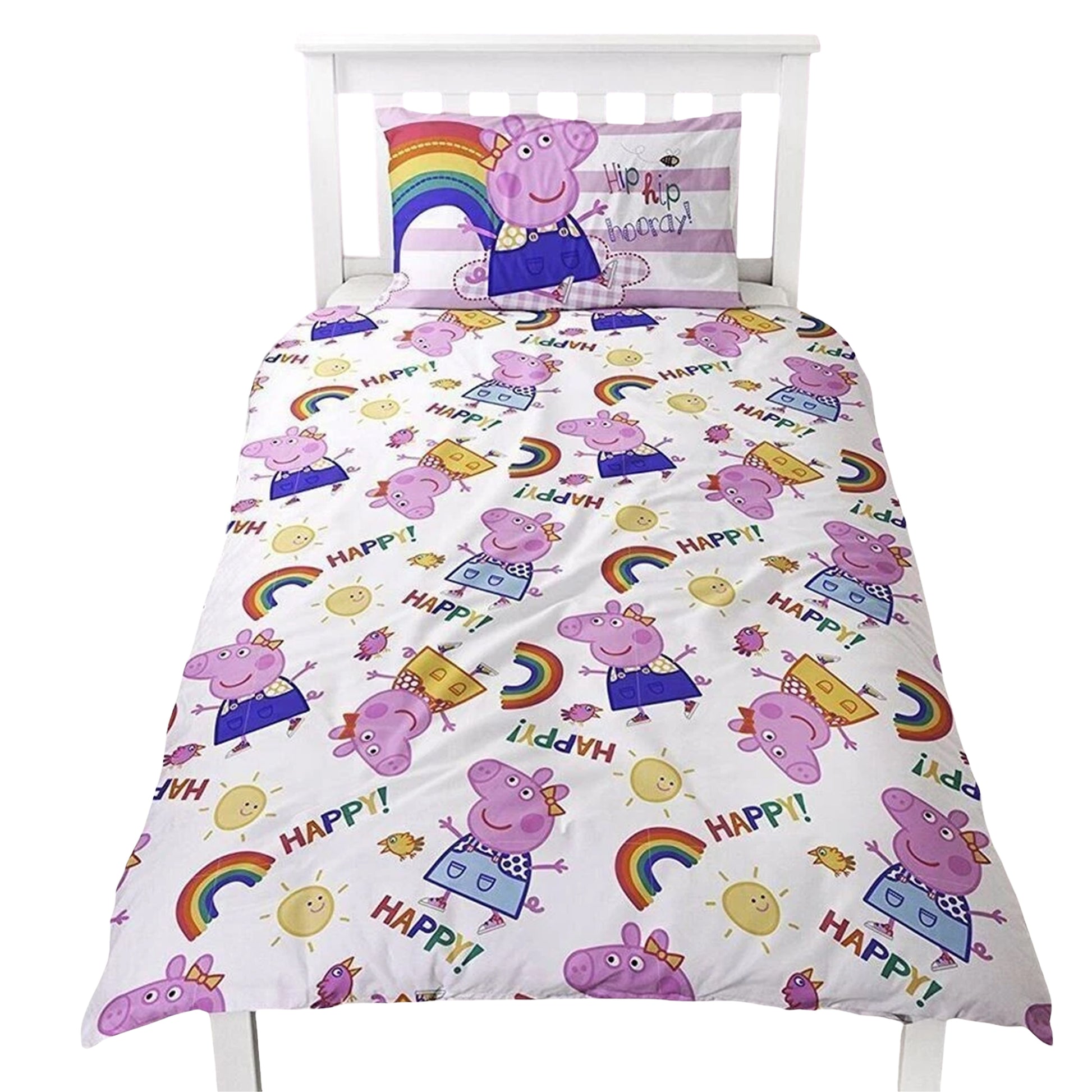 Multicoloured - Pack Shot - Peppa Pig I´m Just So Happy Reversible Duvet Set