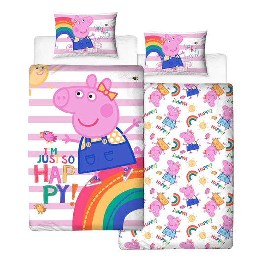 Multicoloured - Front - Peppa Pig I´m Just So Happy Reversible Duvet Set