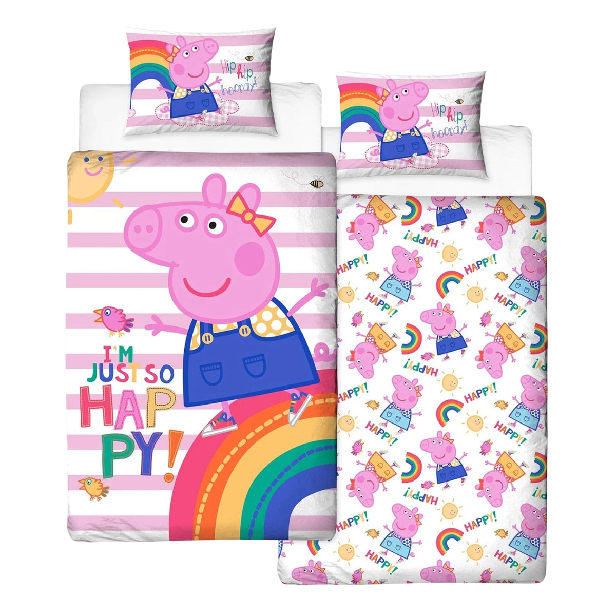 Multicoloured - Front - Peppa Pig I´m Just So Happy Reversible Duvet Set