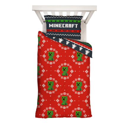 Multicoloured - Lifestyle - Minecraft Pixel Christmas Reversible Duvet Set