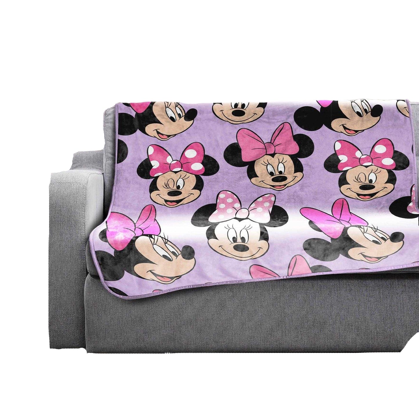 Purple-Pink - Back - Disney Plush Minnie Mouse Blanket