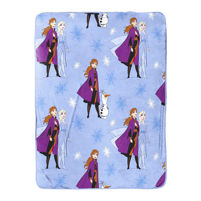 Blue-Purple - Front - Frozen Childrens-Kids Plush Fleece Elsa & Anna Blanket