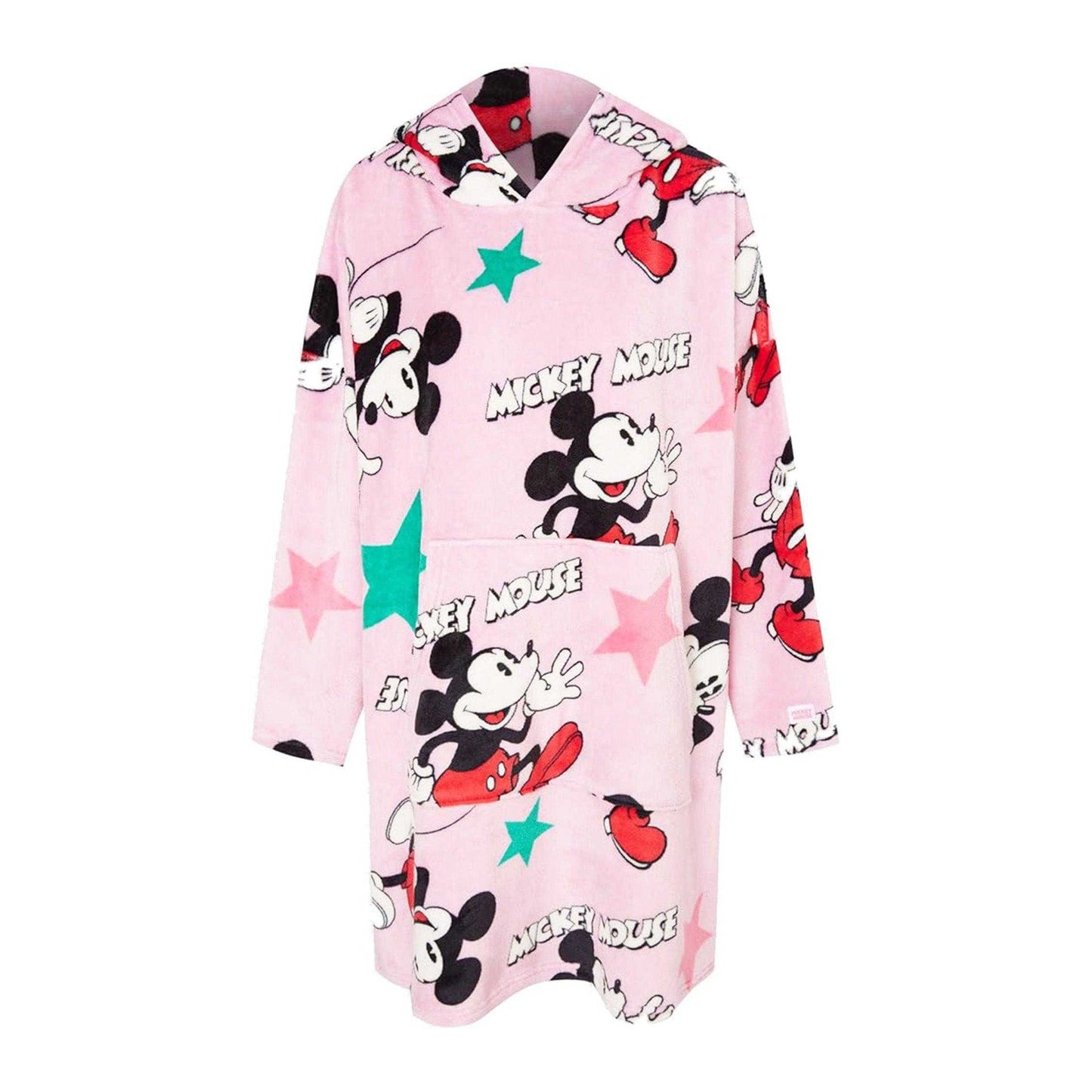 Pink - Front - Disney Womens-Ladies Mickey Mouse Soft Sherpa Lined Oversized Blanket Hoodie
