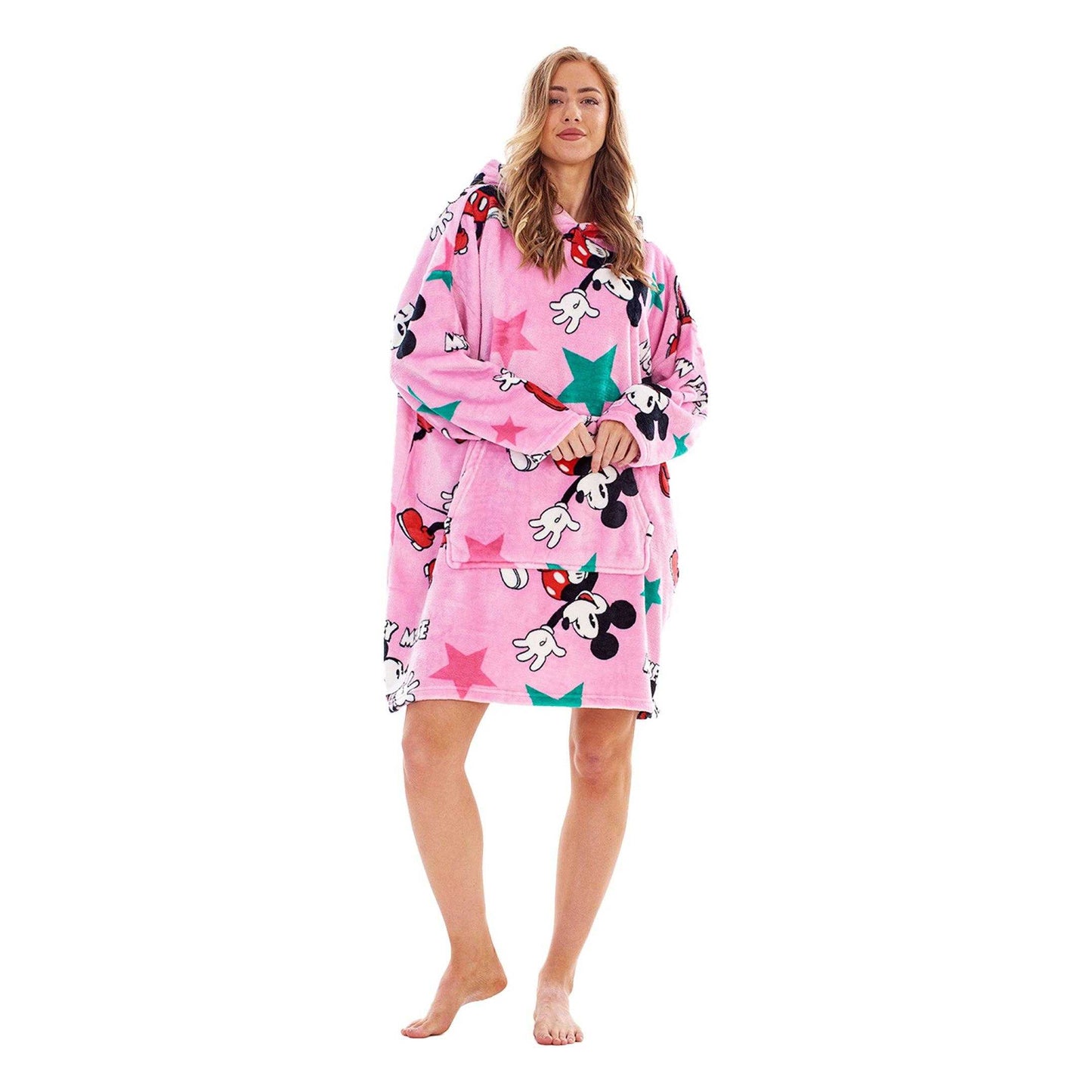 Pink - Lifestyle - Disney Womens-Ladies Mickey Mouse Soft Sherpa Lined Oversized Blanket Hoodie