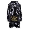 Black-White - Front - Nightmare Before Christmas Womens-Ladies Soft Sherpa Lined Oversized Blanket Hoodie
