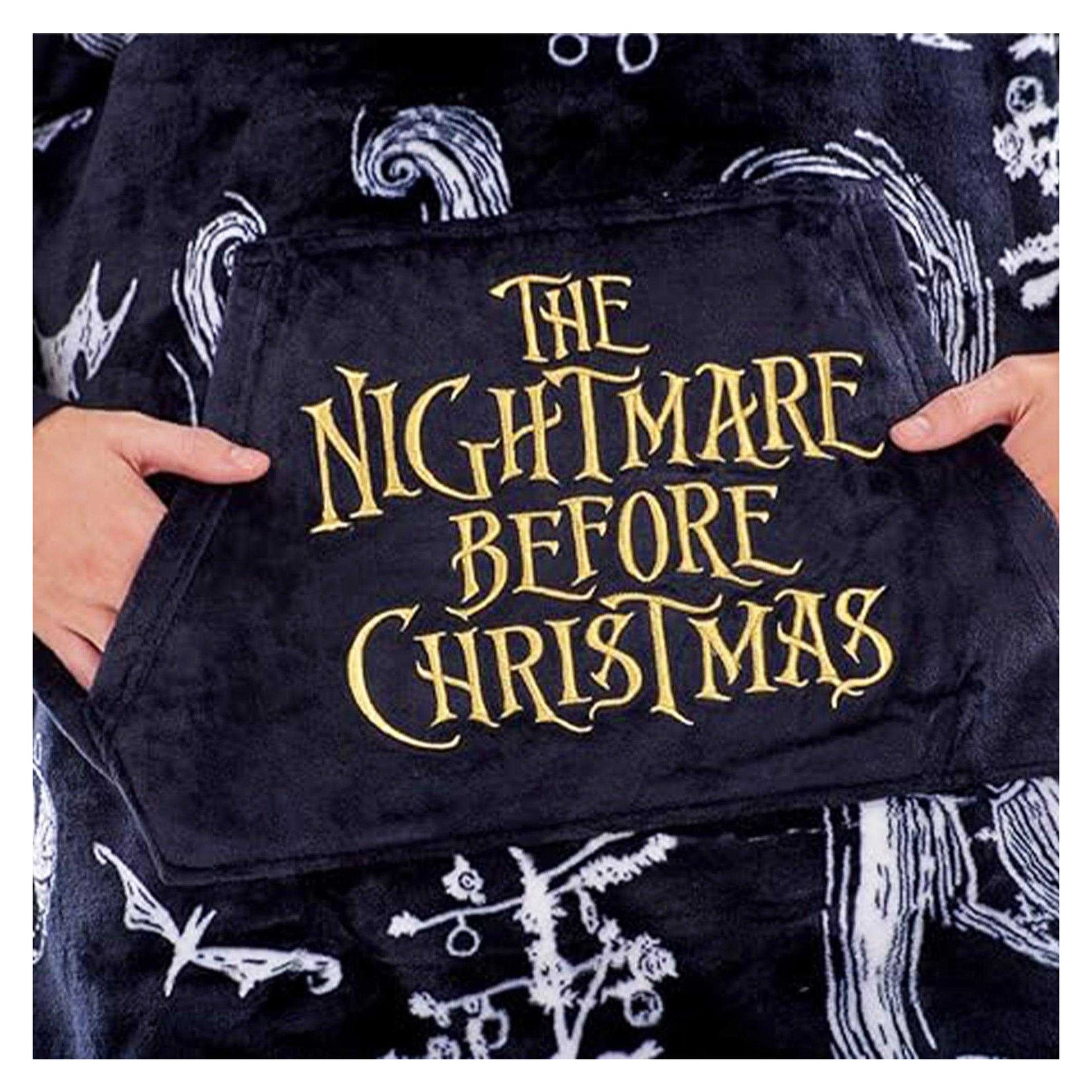 Black-White - Back - Nightmare Before Christmas Womens-Ladies Soft Sherpa Lined Oversized Blanket Hoodie