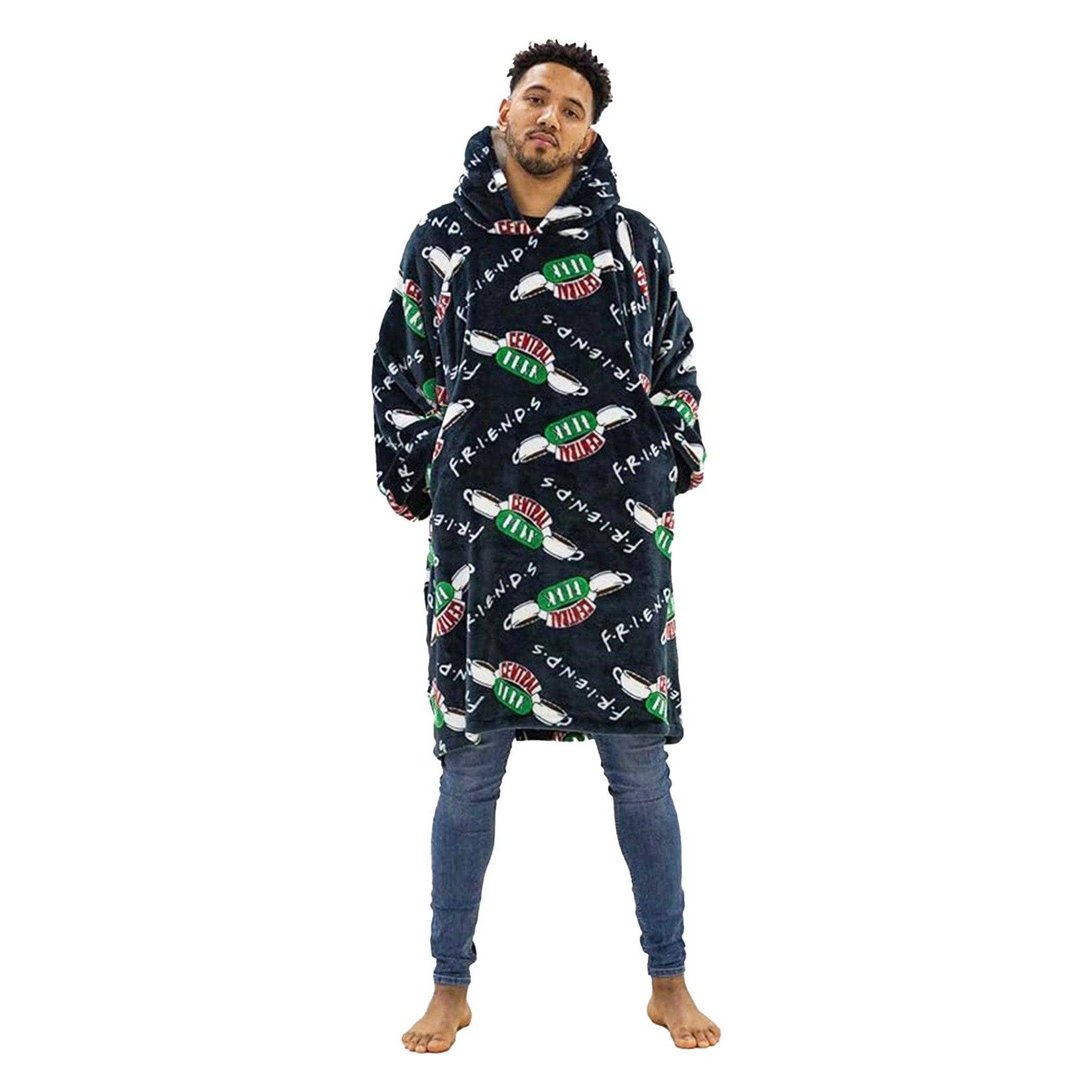 Multicoloured - Back - Friends Unisex Adult Logo Fleece Sherpa Lined Oversized Blanket Hoodie