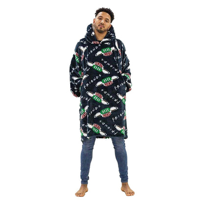 Multicoloured - Back - Friends Unisex Adult Logo Fleece Sherpa Lined Oversized Blanket Hoodie