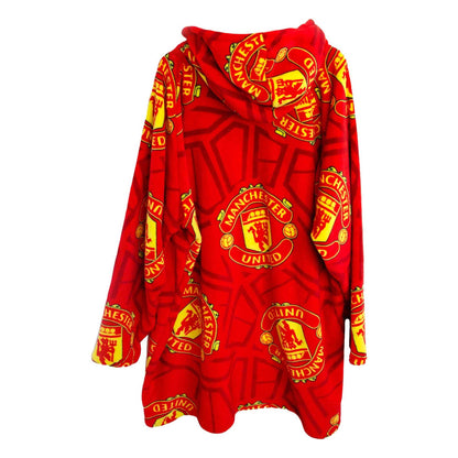 Red - Back - Manchester United FC Childrens-Kids Crest Fleece Oversized Blanket Hoodie