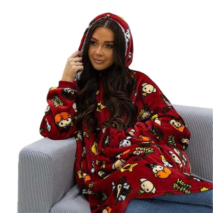 Red - Back - Harry Potter Unisex Adult Charm Fleece Sherpa Lined Oversized Blanket Hoodie