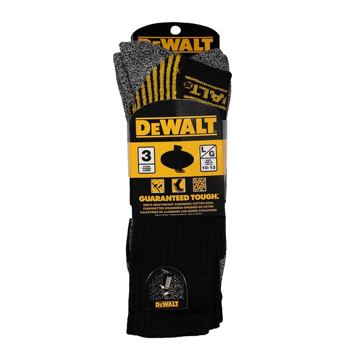 Black-Yellow-Grey - Back - Dewalt Mens Heavy Duty Work Socks (Pack of 6)