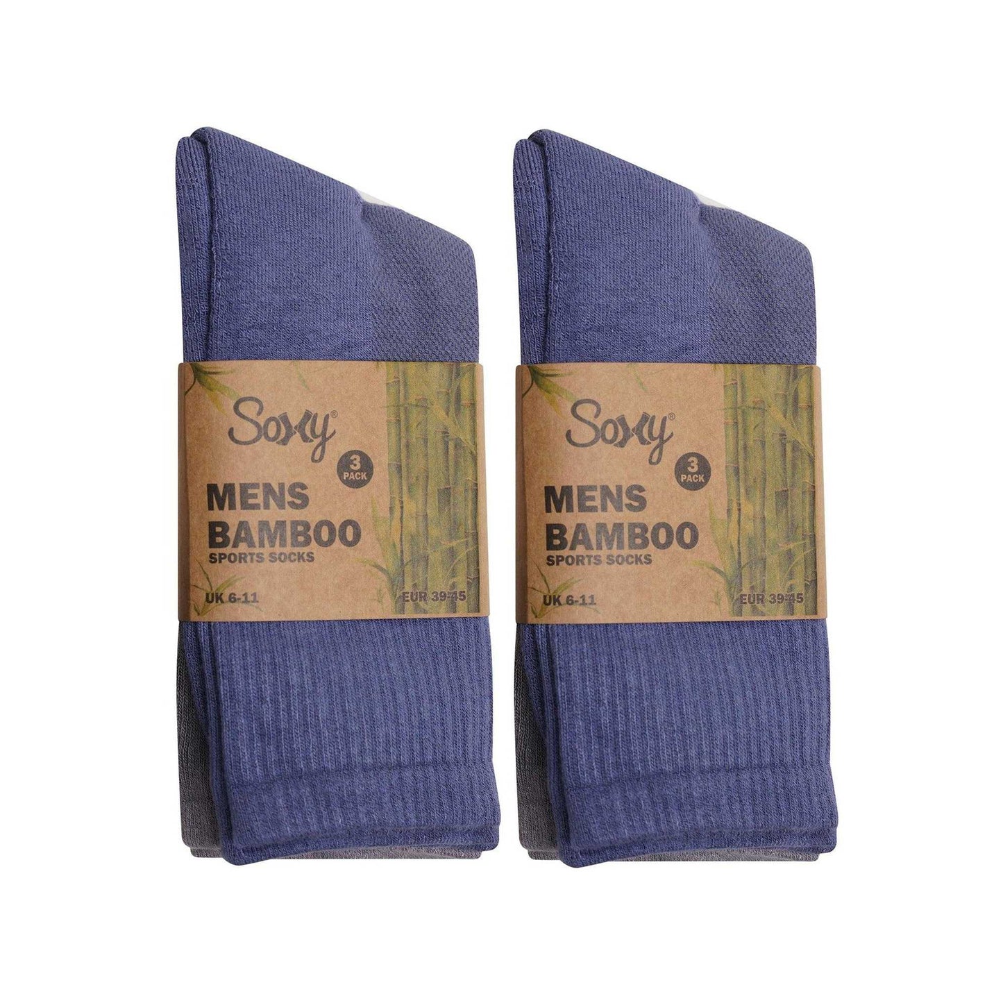 Multicoloured - Back - Soxy Mens Calf-Length Bamboo Sport Socks (Pack of 6)