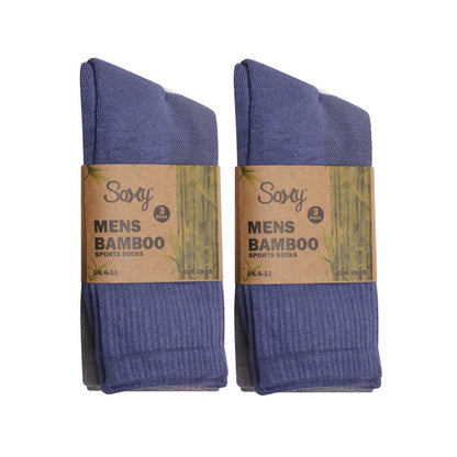 Multicoloured - Back - Soxy Mens Calf-Length Bamboo Sport Socks (Pack of 6)