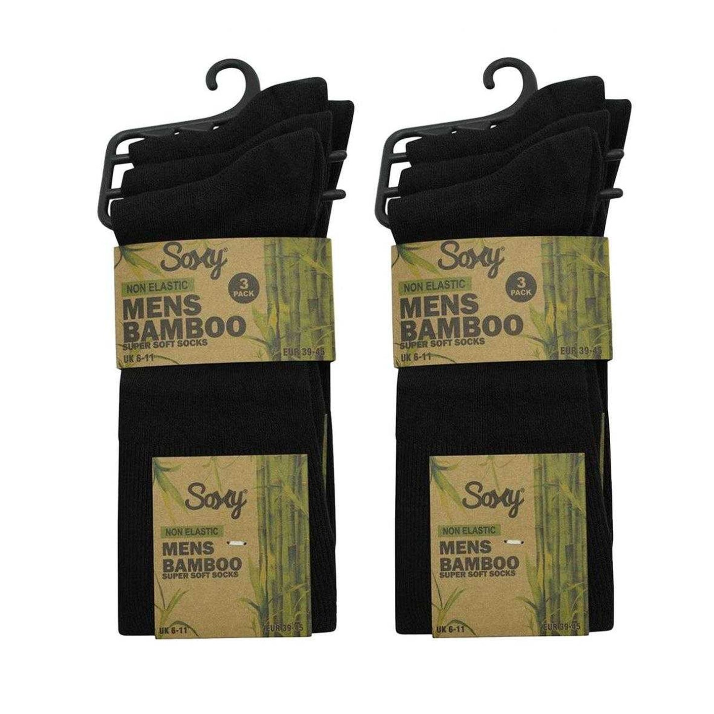 Black - Back - Soxy Mens Mid Calf Bamboo Socks (Pack of 12)