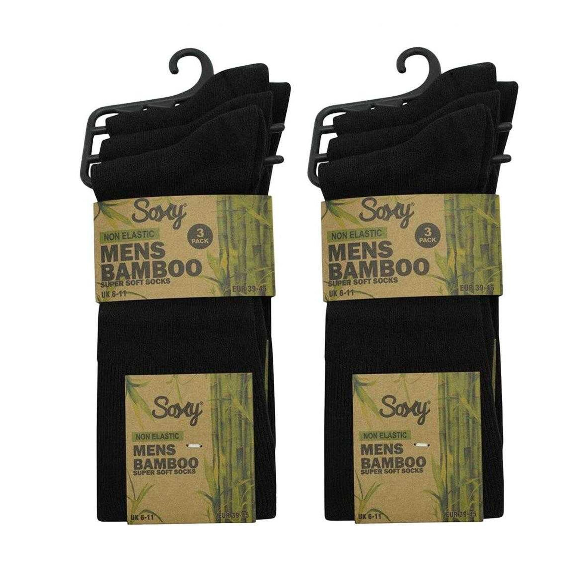 Black - Back - Soxy Mens Mid Calf Bamboo Socks (Pack of 12)