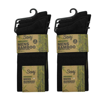 Black - Back - Soxy Mens Mid Calf Bamboo Socks (Pack of 12)