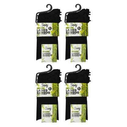 Black - Back - Soxy Womens-Ladies Mid Calf Bamboo Socks (Pack of 12)