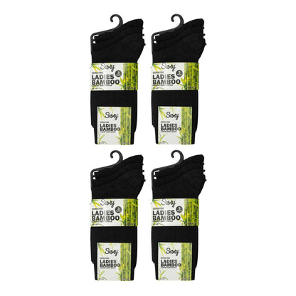 Black - Back - Soxy Womens-Ladies Bamboo Socks (Pack of 12)