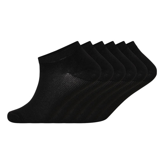 Black - Front - Soxy Womens-Ladies Ankle Bamboo Trainer Socks (Pack of 6)