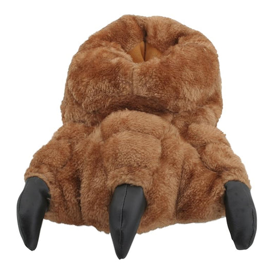Brown - Front - Slumberzzz Mens Monster Claw Plush 3D Slippers