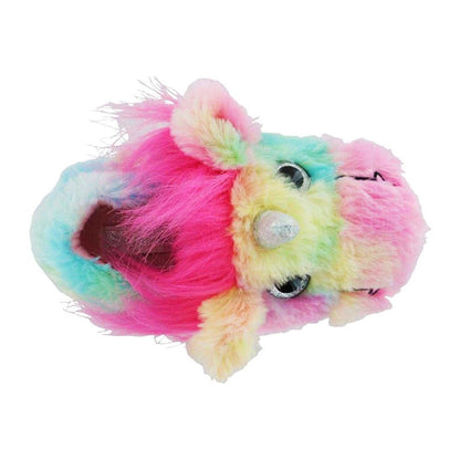 Multicoloured - Back - K Collection Womens-Ladies Unicorn Plush 3D Mule Slippers