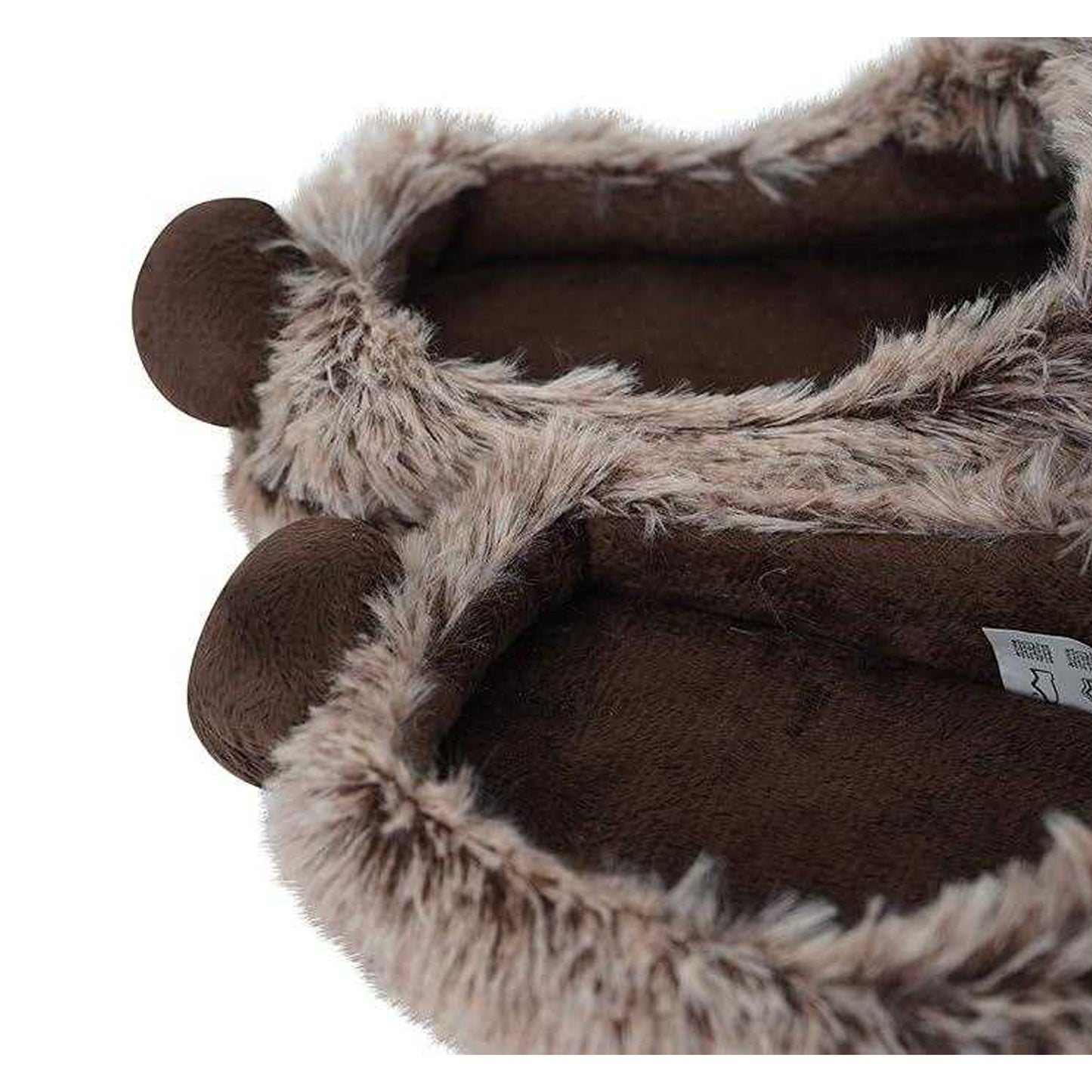 Brown - Side - Keanu Childrens-Kids Sloth Faux Fur Mules