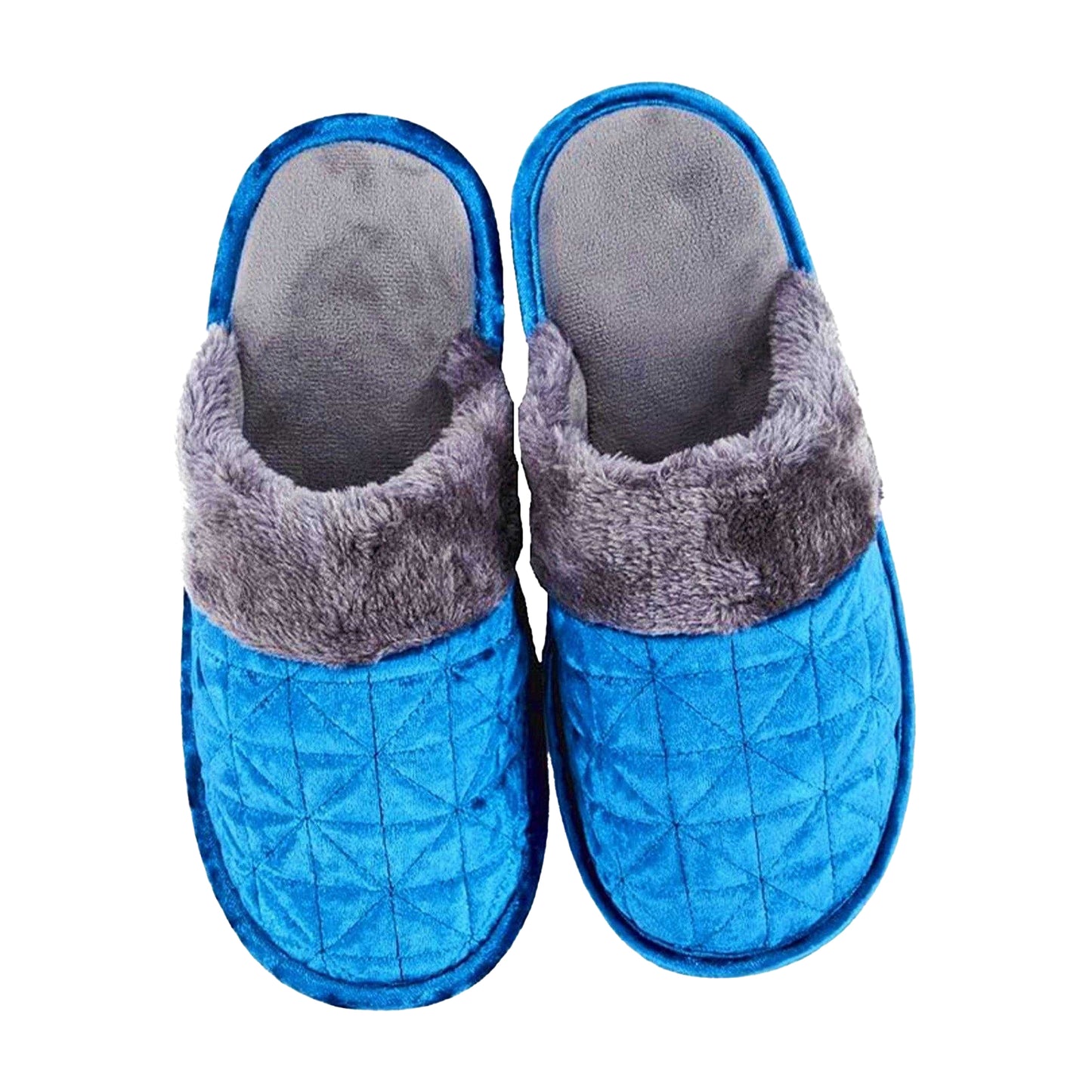 Blue - Front - Keanu Womens-Ladies Crushed Velvet Mule Slippers