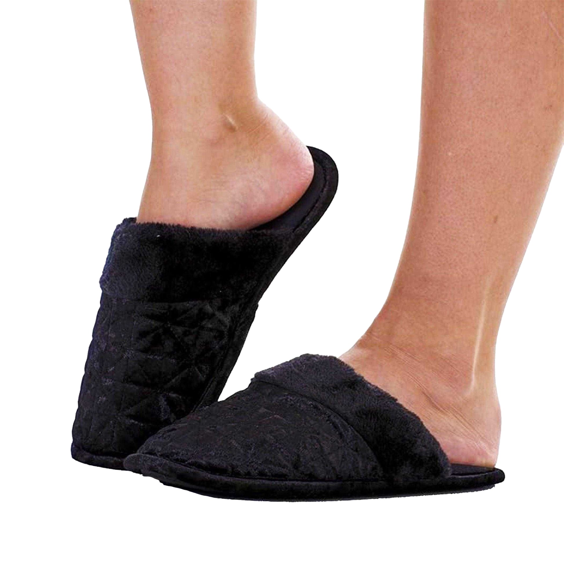 Black - Side - Keanu Womens-Ladies Crushed Velvet Mule Slippers