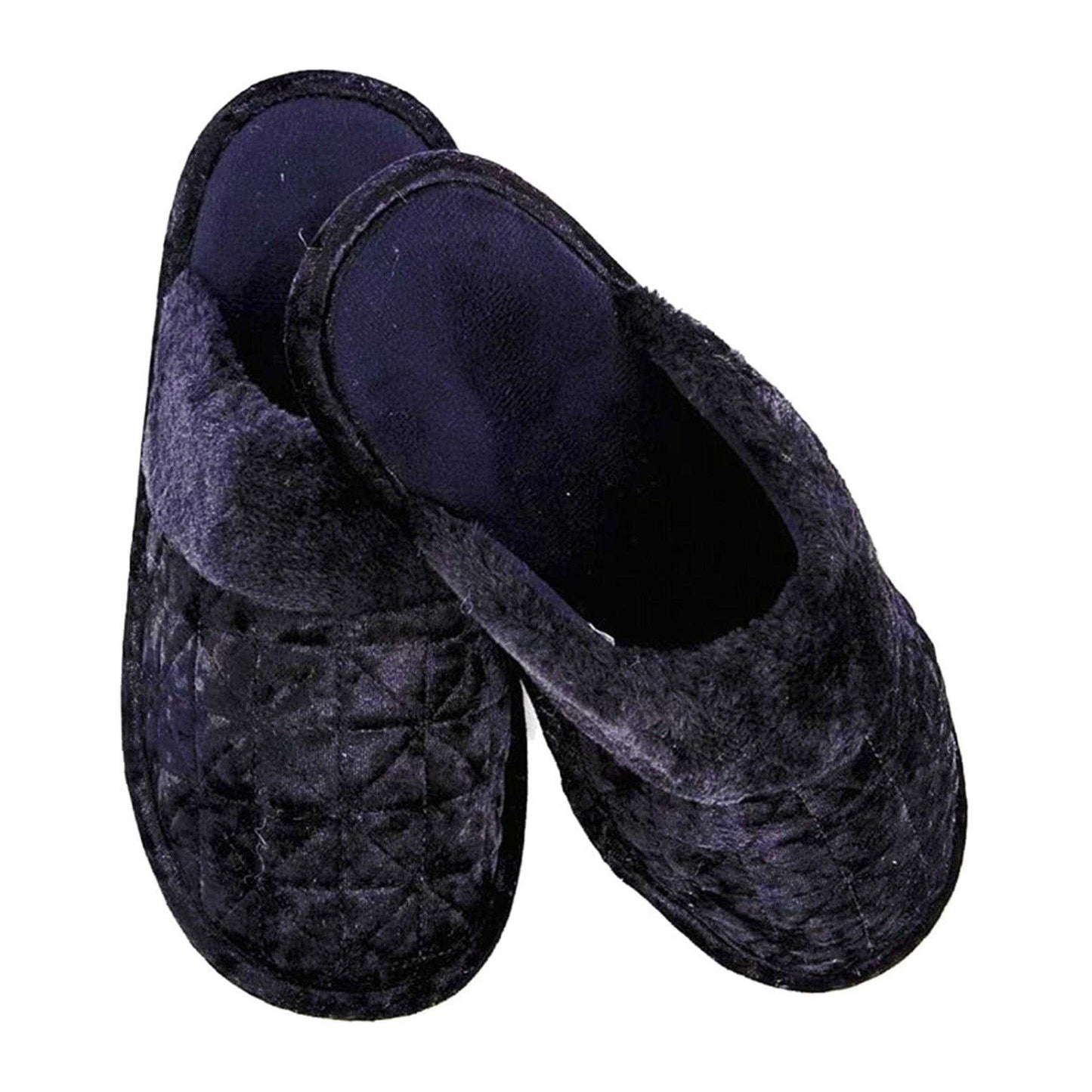 Black - Back - Keanu Womens-Ladies Crushed Velvet Mule Slippers