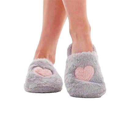 Grey-Pink - Side - Keanu Womens-Ladies Heart Memory Foam Mules