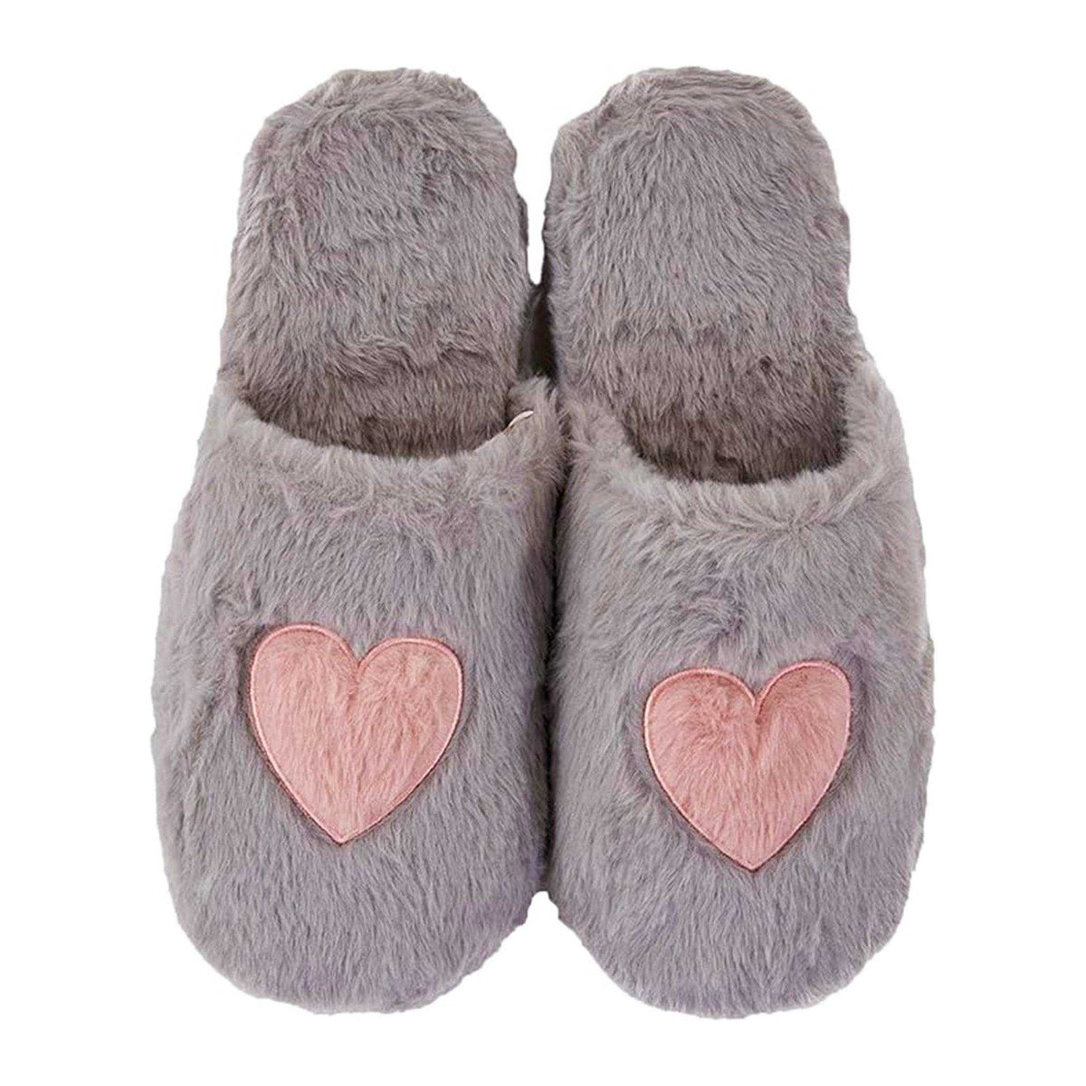 Grey-Pink - Front - Keanu Womens-Ladies Heart Memory Foam Mules