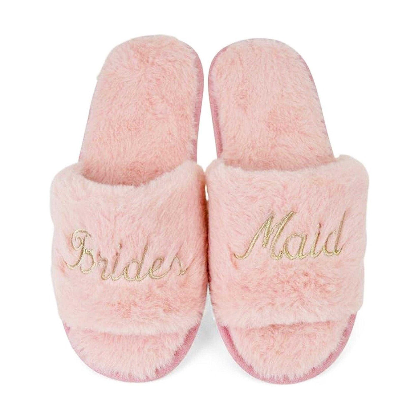 Light Pink - Front - Keanu Womens-Ladies Bridesmaid Glitter Faux Fur Slip-on Mule Slippers