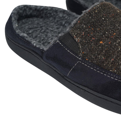 Black-Brown - Lifestyle - Keanu Mens Tweed Slip-on Mule Slippers