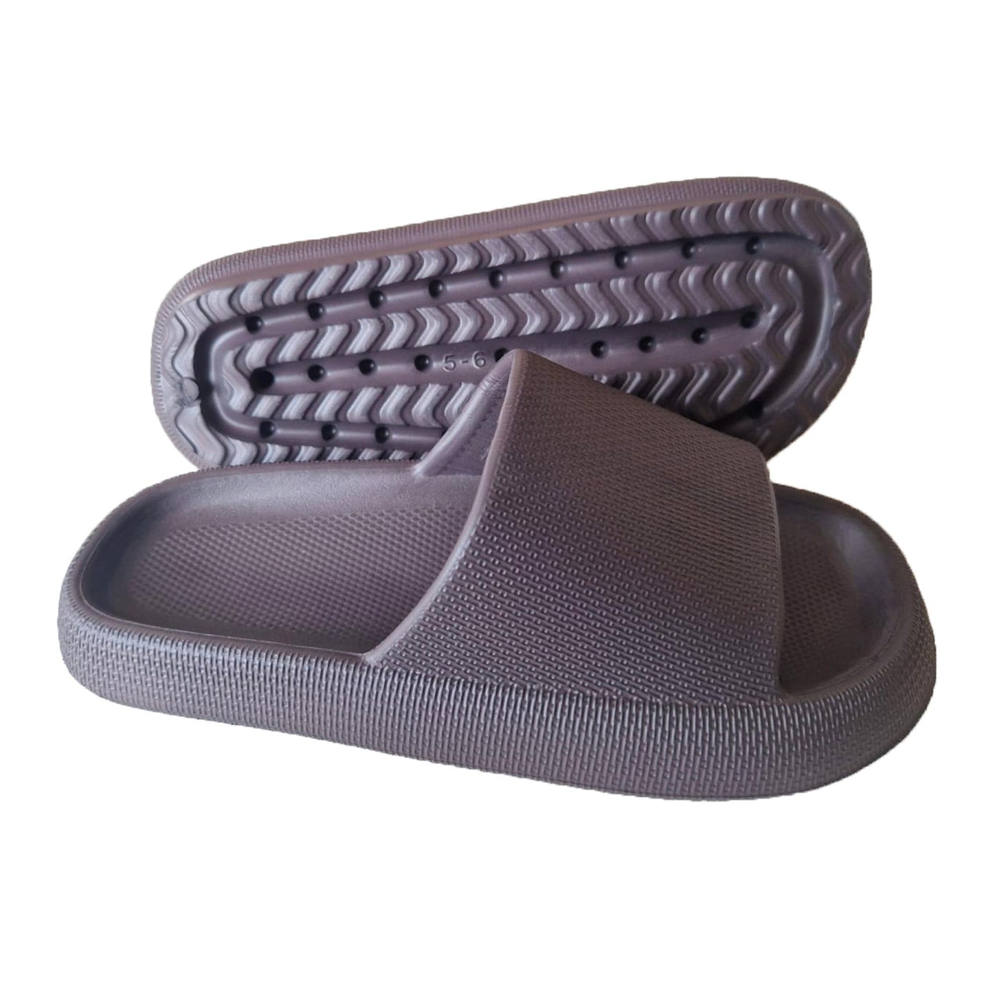 Brown - Side - Keanu Unisex Adult Cloud Chunky Sliders