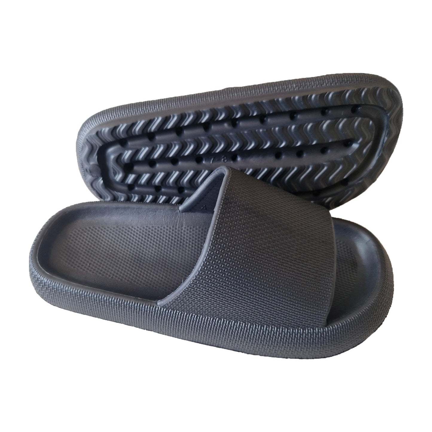 Black - Side - Keanu Unisex Adult Cloud Chunky Sliders